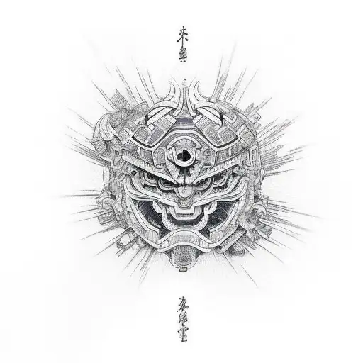 cyber sigilism line art tattoo design idea