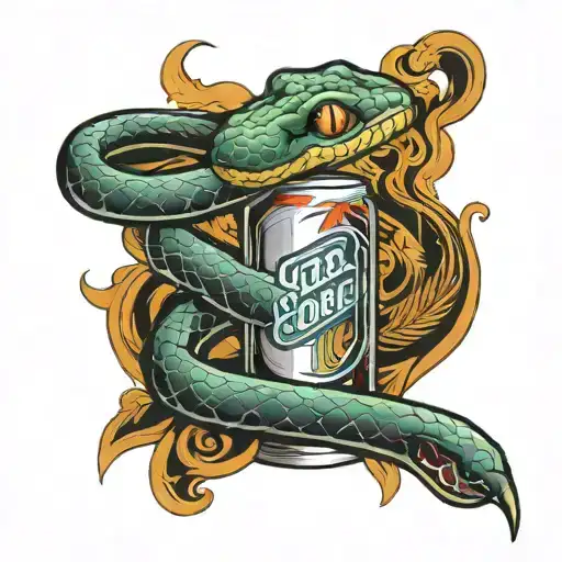 snake wrapped around coors banquet  tattoo design idea