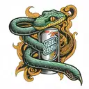 snake wrapped around coors banquet  tattoo design idea