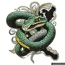 snake wrapped around coors banquet  tattoo design idea