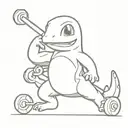 charmander lifting barbell tattoo design idea