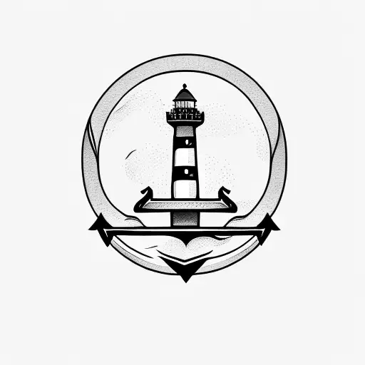 Minimalist lighthouse and anchor  tattoo design idea