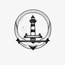 Minimalist lighthouse and anchor  tattoo design idea