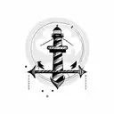 Minimalist lighthouse and anchor  tattoo design idea