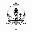 Minimalist lighthouse and anchor  tattoo design idea