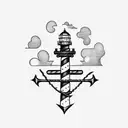 Minimalist lighthouse and anchor  tattoo design idea
