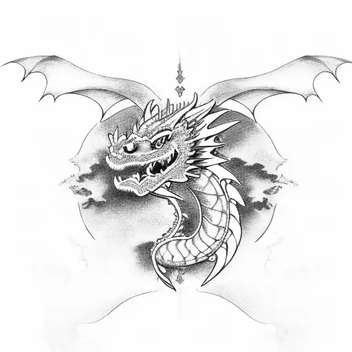 Dragon+rainbow tattoo design idea