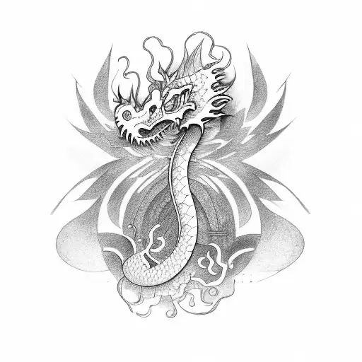 long Dragon+rainbow tattoo design idea