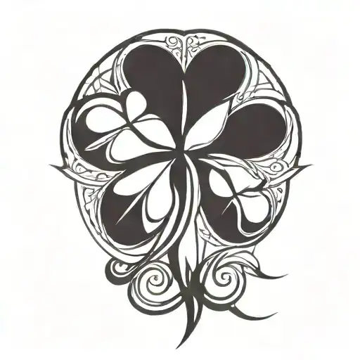 a karmic knot against the silhouette of a four-leaf clover tattoo design idea