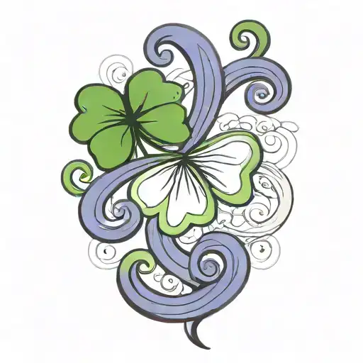 a karmic knot design incorporating elements four-leaf clover tattoo design idea