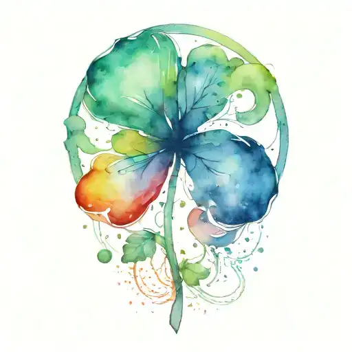 a karmic knot against the silhouette of a four-leaf clover tattoo design idea