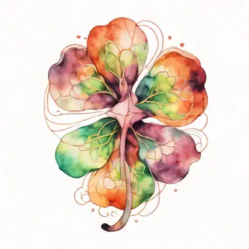 The karmic knot intertwined four-leaf clover leaf tattoo design idea