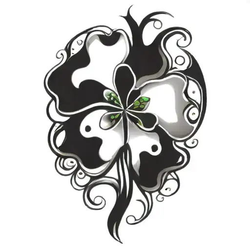 The karmic knot intertwined four-leaf clover leaf tattoo design idea