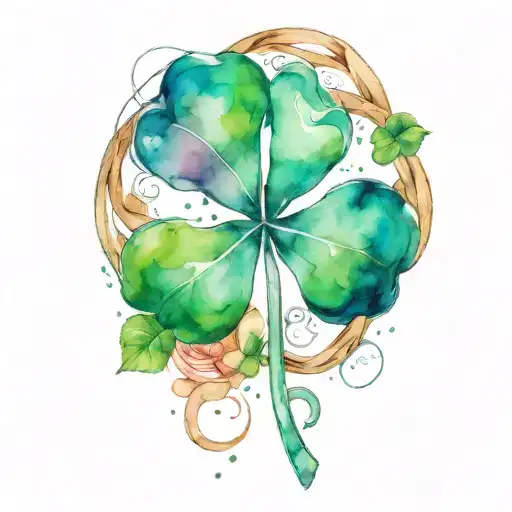 a karmic knot design incorporating elements four-leaf clover tattoo design idea
