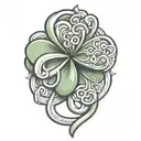 a karmic knot design incorporating elements four-leaf clover tattoo design idea