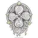 a karmic knot design incorporating elements four-leaf clover tattoo design idea