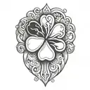 a karmic knot design incorporating elements four-leaf clover tattoo design idea