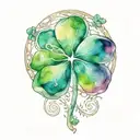 a karmic knot design incorporating elements four-leaf clover tattoo design idea