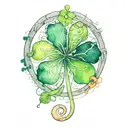 a karmic knot design incorporating elements four-leaf clover tattoo design idea