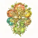 The karmic knot intertwined four-leaf clover leaf tattoo design idea
