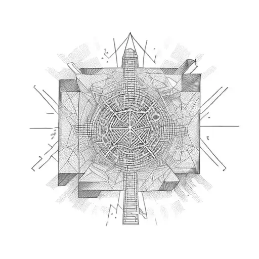 Man stands on a skyscraper rooftop, throws a bunch of cards in the air, cards are transforming midair into binary code tattoo design idea