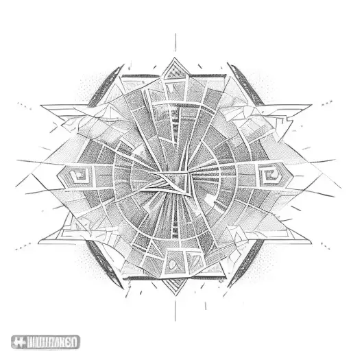 Man stands on a skyscraper rooftop, throws a bunch of cards in the air, cards are transforming midair into binary code tattoo design idea
