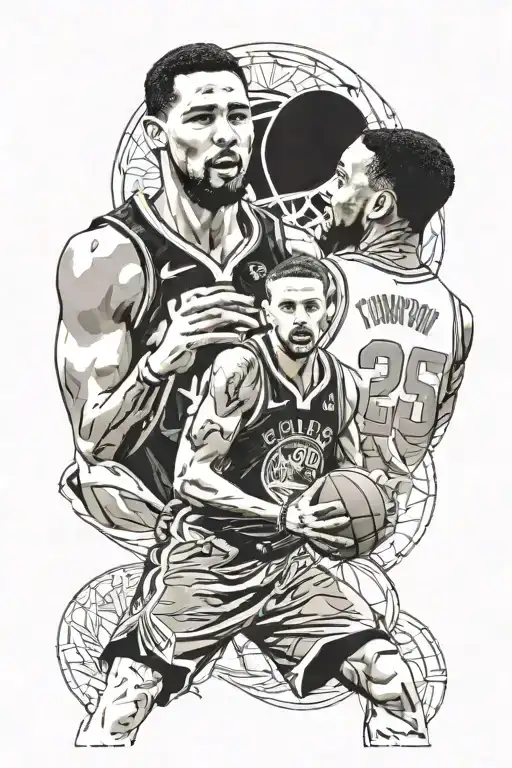 klay Thompson and steph curry coat tattoo design idea