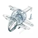 aeroplane blueprint tattoo design idea