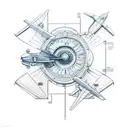 aeroplane blueprint tattoo design idea