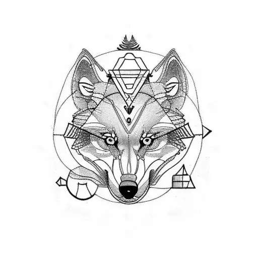 arm tattoo with lines, arrows, circles, greek texts, binary code, weight scale, wolf and a crow   tattoo design idea