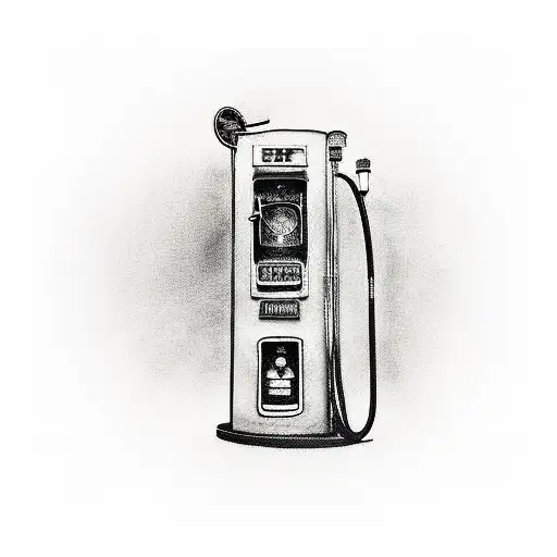 gas pump, high octane, flames, vintage tattoo design idea