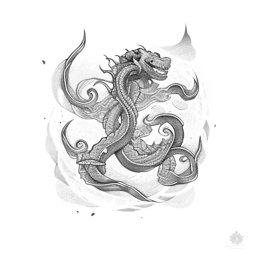 jormungandr with waves tattoo design idea