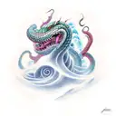 jormungandr with waves tattoo design idea