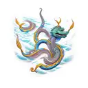 jormungandr with waves tattoo design idea