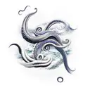 jormungandr with waves tattoo design idea