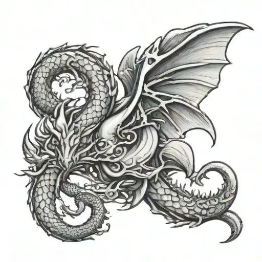 female uterus with dragons sitting on it on the sides tattoo design idea