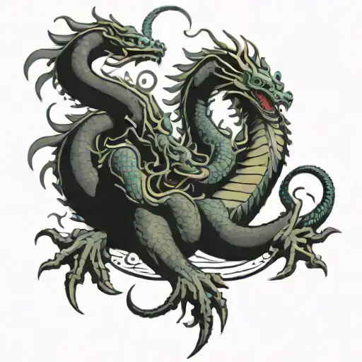 uterus with dragons sitting on it on the sides tattoo design idea