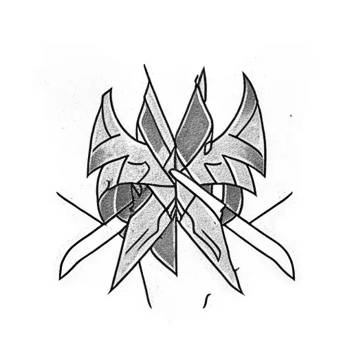 arrow with ash and rowan leaf motif tattoo design idea