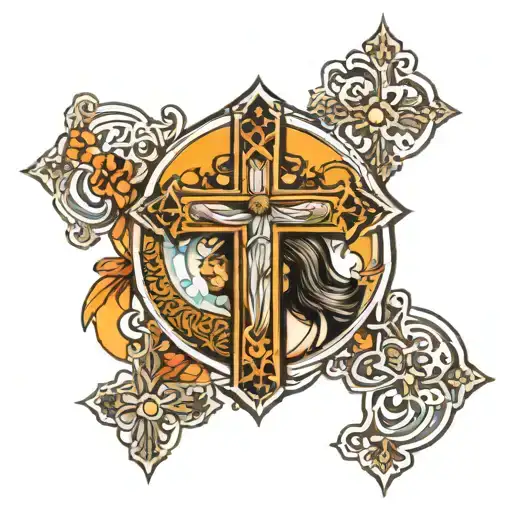 Arabic light cross jesus tattoo design idea