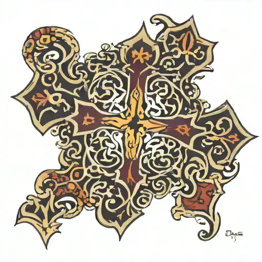 Arabic cross tattoo design idea