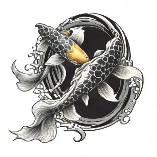 two koi fish swimming upstream together  tattoo design idea