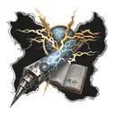 lightning  and knowledge  tattoo design idea