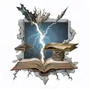 lightning  and knowledge  tattoo design idea