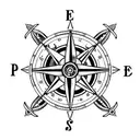 broken pirate ship wheel with compass on it and palm trees  tattoo design idea