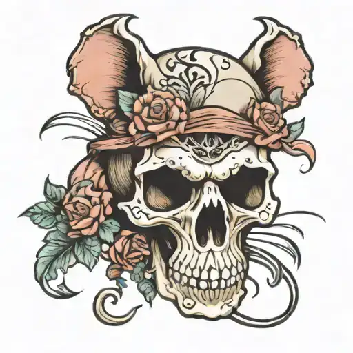 Skull and rat tattoo design idea