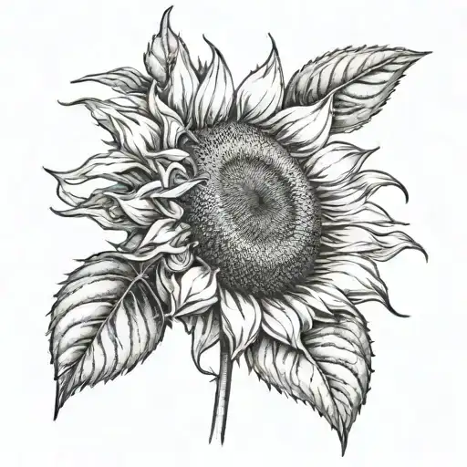 sunflower with bait   tattoo design idea