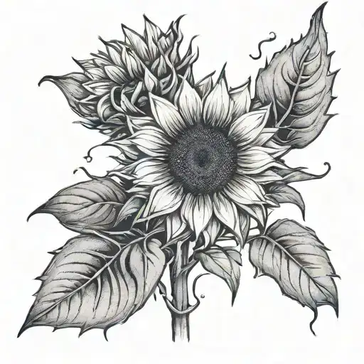 Sunflower brutal gloomy orthodox tattoo design idea