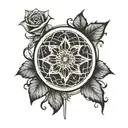 gothic rose window tattoo design idea