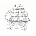 a sailing ship sailing through a sea tattoo design idea