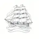 a sailing ship sailing through a sea tattoo design idea